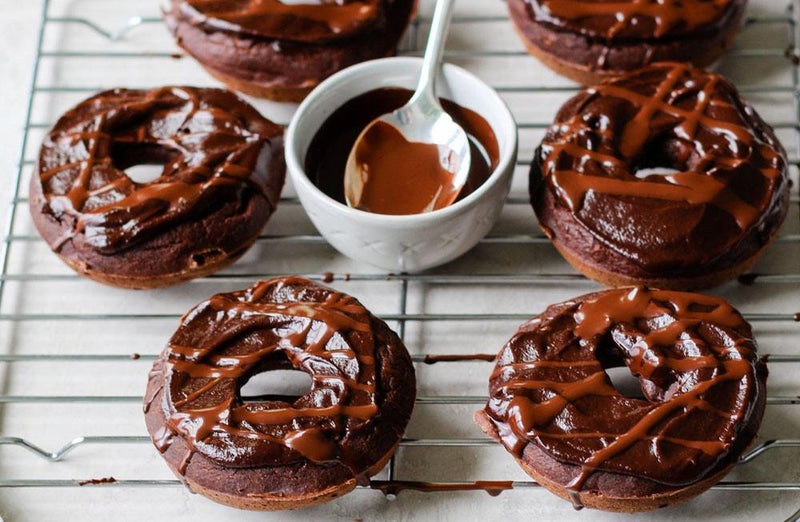 Dark Chocolate Donuts with Chocolate Hazelnut Ganache