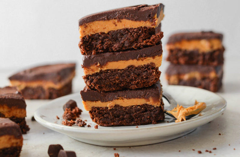 VEGAN CASHEW BUTTER BUCKEYE BROWNIES