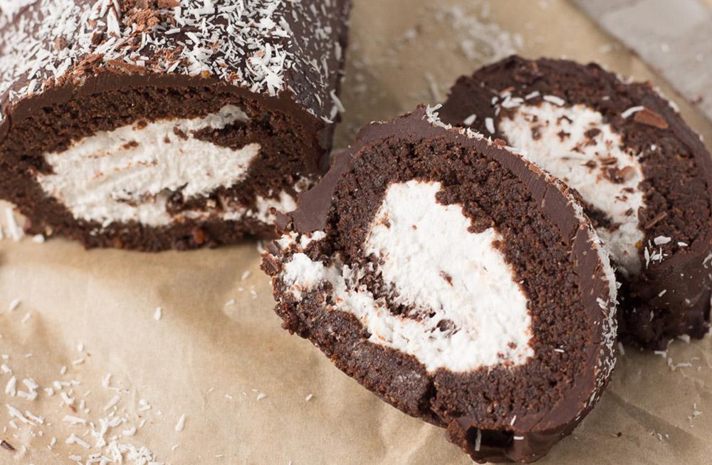 Vegan Dark Chocolate Swiss Roll